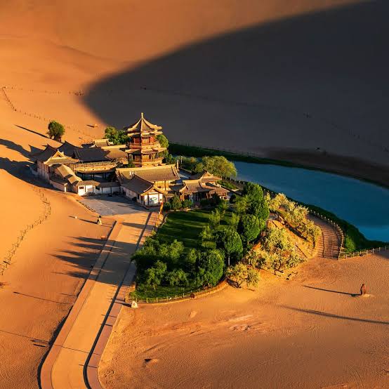 Dunhuang desert and oasis landscape near the city