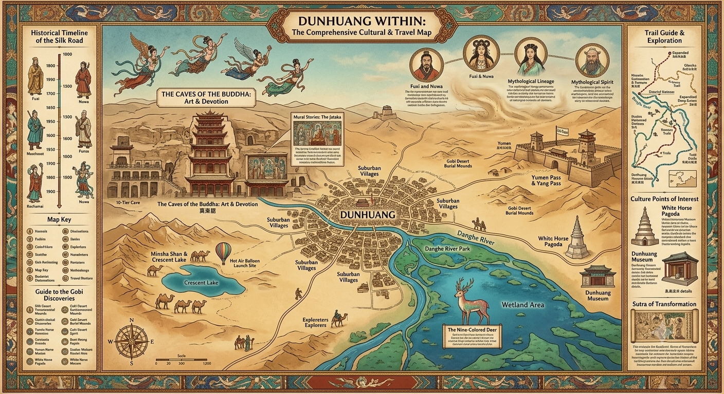Illustrated travel map of Dunhuang